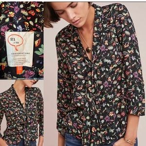 Anthropologie 21 of 52 Conversations Colloquial Floral Neck Tie Blouse Women 14